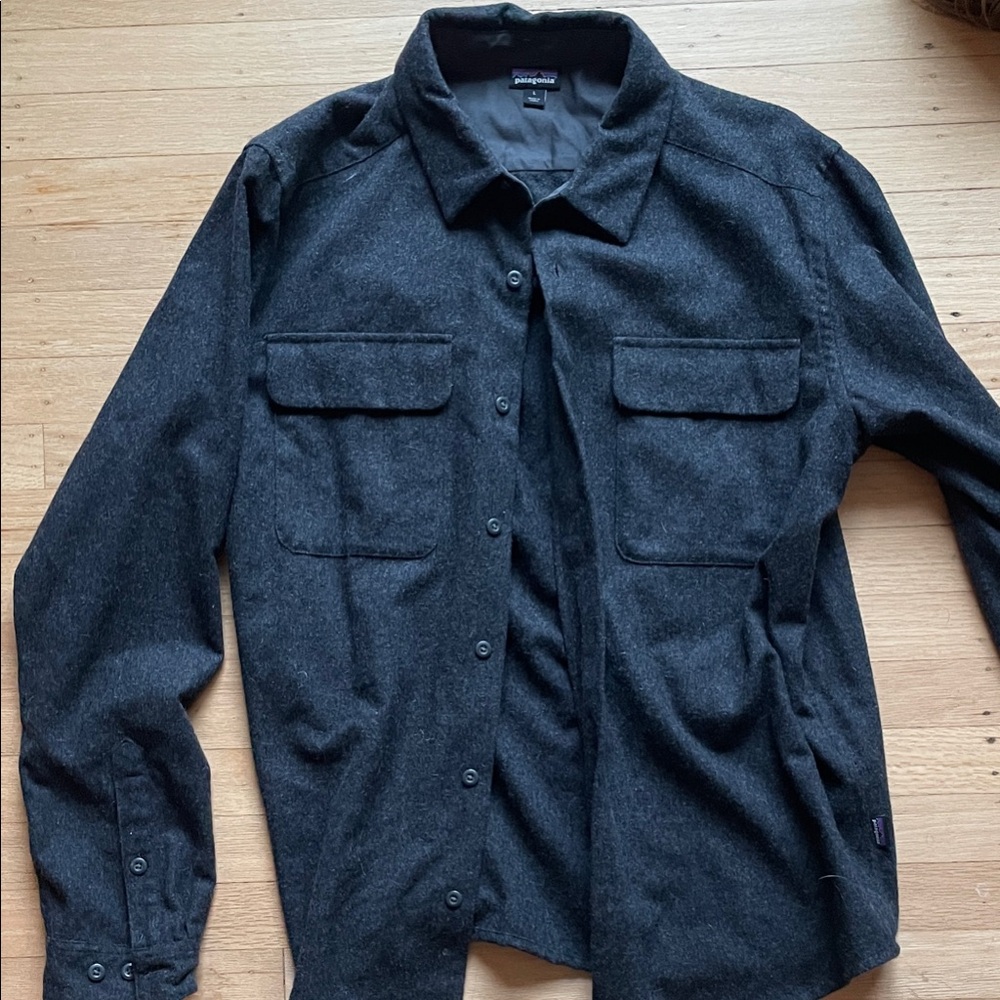 Charcoal Button-Up Wool Shirt